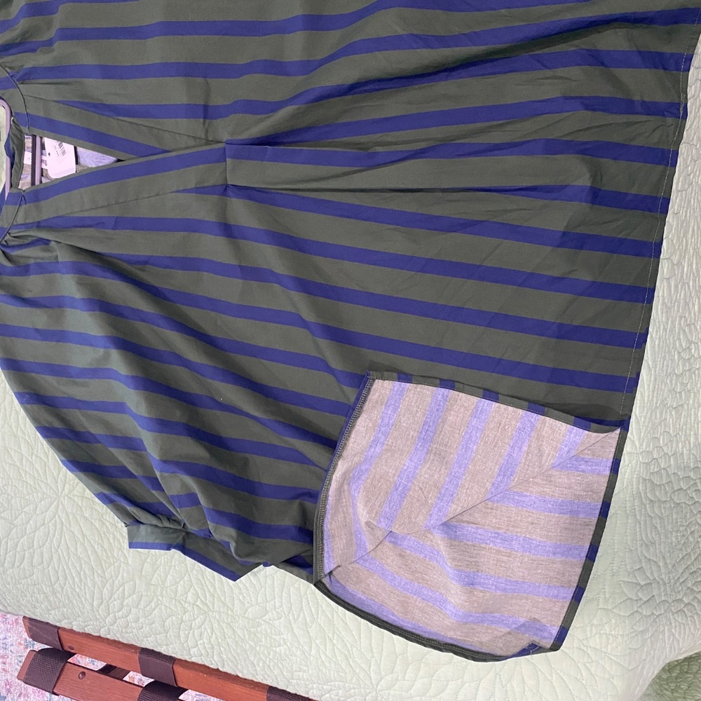 Green & Blue striped cotton shirt for spring and summer - Picture 2 of 3